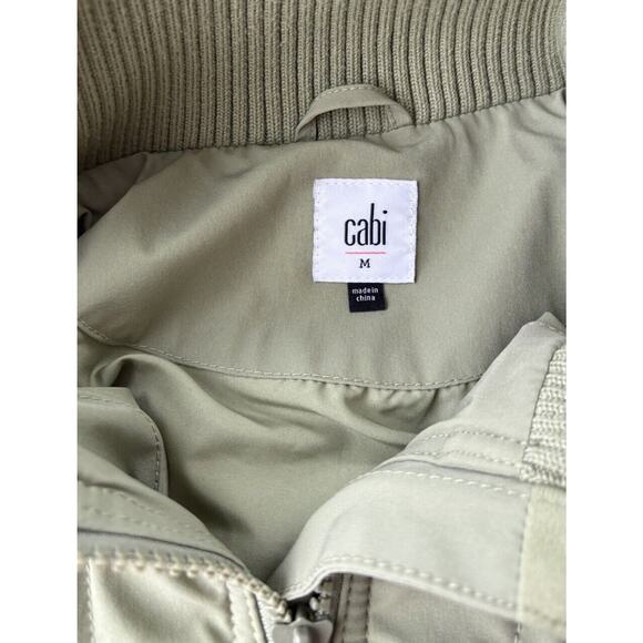 CAbi Ski Lift Puffer Jacket Size M Belted Full Zip Green Quilted #4300 - Picture 6 of 7